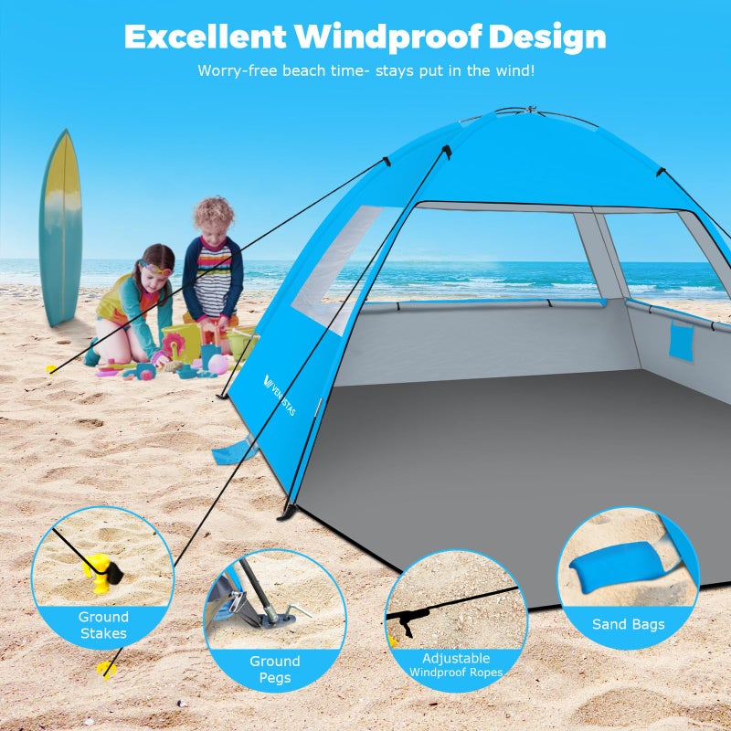 Venustas Beach Tent Sun Shelter for 3/4-5/6-7/8-10 Person, UPF 50+ UV Protection Beach Canopy, Lightweight and Easy Setup Cabana, Portable Shade Tent - Image 5